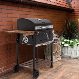 24 in. Charcoal Grill, BBQ Smoker with Handle and Folding Table