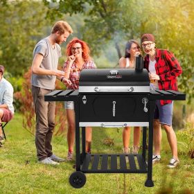 Charcoal Grill with 2 Side Table in Black Plus a Cover