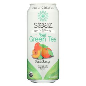 Steaz Zero Calorie Green Tea - Peach Mango - Case Of 12 - 16 Fl Oz.