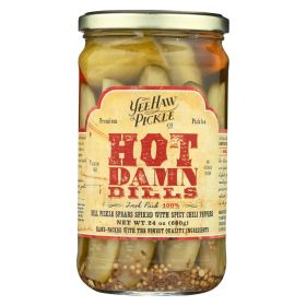 Yee-haw Pickle Dills Pickle - Hot Damn - Case Of 6 - 24 Oz.