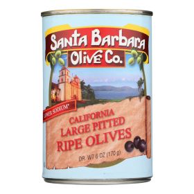 Santa Barbara Pitted Olives - Large Black - Case Of 12 - 5.75 Oz.