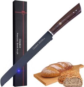 9 Inches Bread Knife Serrated Edge High Carbon Stainless Steel Forged Cutter for Homemade Crusty Bread