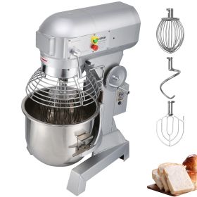 VEVOR Commercial Food Mixer 15Qt 600W 3 Speeds Adjustable 110/178/390 RPM Heavy Duty 110V with Stainless Steel Bowl Dough Hooks Whisk Beater Premium