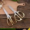 Powerful Scissors, Alloy Stainless Steel Gold Scissors, Wedding Kitchen Golden-plated Scissors