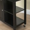 Kitchen Island Cart, Rolling Kitchen Island with Storage, Solid Wood Top, Drawer, for Dining Room, Black