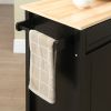 Kitchen Island Cart, Rolling Kitchen Island with Storage, Solid Wood Top, Drawer, for Dining Room, Black