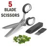 Herb Scissors Set With 5 Blades And Cover - Multipurpose Kitchen Chopping Shear