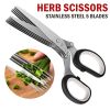 Herb Scissors Set With 5 Blades And Cover - Multipurpose Kitchen Chopping Shear