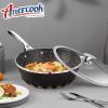 Amercook Flame Series Black Wok Maifan Stone Non-Stick Wok with Lid A28BK Healthy Non-Stick Light Oil and Less Smoke 28cm