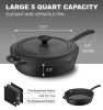 Enameled Silicone Oil Cast Iron 12 Inch Skillet Deep Saut Pan 5 Quart Jumbo Cooker