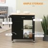 Kitchen Island Cart, Rolling Kitchen Island with Storage, Solid Wood Top, Drawer, for Dining Room, Black