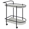 Black and Faux White Marble Serving Cart with Wine Rack