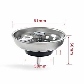 2pcs Stainless Steel Home Kitchen Sink Drain Stopper Basket Strainer Waste Plug