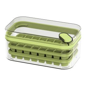 32 Grid Silicone Ice Cube Tray Mould With Lid Shovel Storage Box (Color: Green)