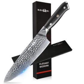 Kegani Chef Knife, 8 Inch Damascus Chefs Knife-Japanese VG10 Super Steel Hammered - G10 Handle Kitchen Knife - Classic Series (size: Chef Knife Hand Forging)