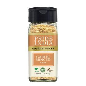 Pride of India - Garlic Minced - Gourmet Seasoning - Ideal for Dips/Sauces/Bread/Salad/Stir-Fries - Ideal Pantry Condiments - Easy to Use (size: 1.9 oz)