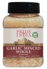 Pride of India - Garlic Minced - Gourmet Seasoning - Ideal for Dips/Sauces/Bread/Salad/Stir-Fries - Ideal Pantry Condiments - Easy to Use (size: 7 oz)