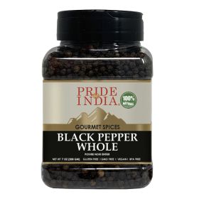 Pride of India - Black Peppercorn Whole - Gourmet & Culinary Spice - Full Bodied (Value: Spices)