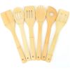 6Pcs Cooking Utensil Bamboo Wooden Spoons Spatula Kitchen Cooking Tools